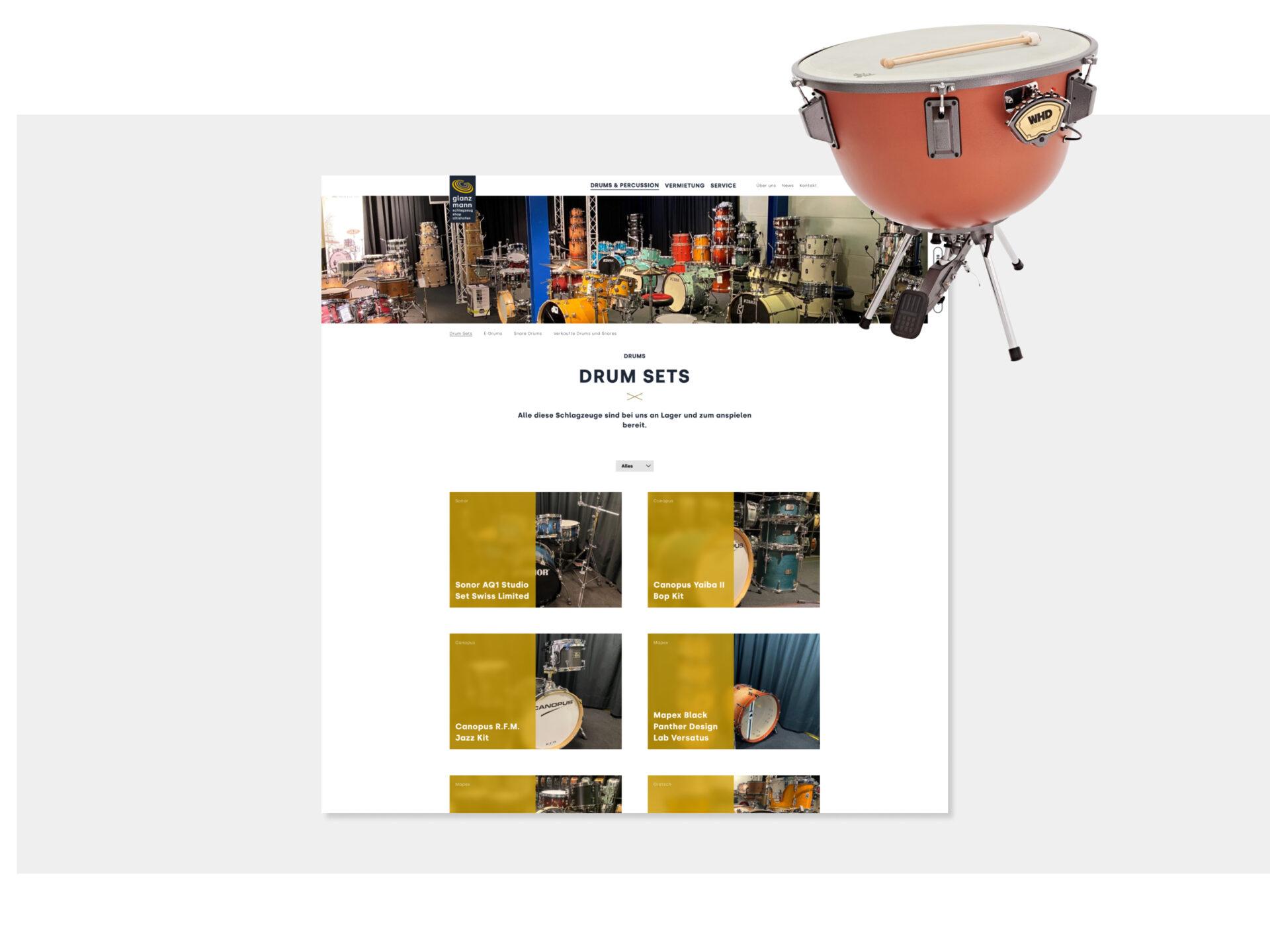 Webdesign Glanzmann Schlagzeug Shop